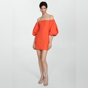 MANGO PUFFED SLEEVES DRESS